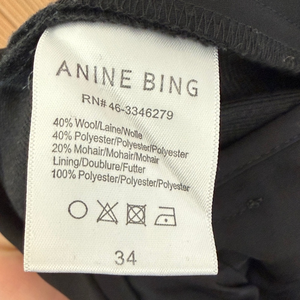 Anine Bing Black Label Wool-Blend Pants black size 34 - Picture 3 of 7